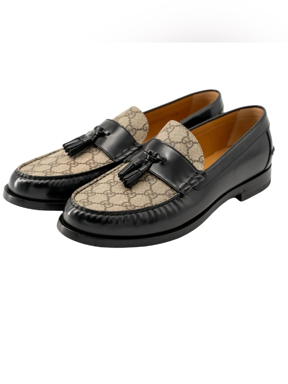 Gucci, GG Supreme tassel loafers size 11.5 fits 12 US made in Italy